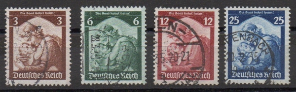 Michel Nr. 565 - 568, Saarabstimmung gestempelt.